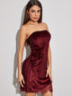 Contrast Lace Strapless Velvet Dress