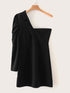 Puff Sleeve One Shoulder Fitted Dress