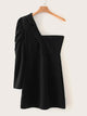 Puff Sleeve One Shoulder Fitted Dress