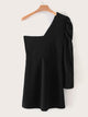 Puff Sleeve One Shoulder Fitted Dress