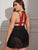 Plus Contrast Lace Mesh Halter Dress With Thong