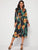 Plants Print Belted Wrap Dress