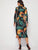 Plants Print Belted Wrap Dress