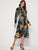 Plants Print Belted Wrap Dress