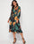 Plants Print Belted Wrap Dress