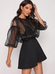 Swiss Dot Mesh Bodice Puff Sleeve Dress