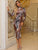 Glamaker Mock Neck All Over Print Bodycon Dress