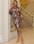 Glamaker Mock Neck All Over Print Bodycon Dress