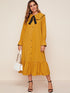 Peter Pan Collar Tie Neck Button Through Shirt Dress