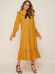 Peter Pan Collar Tie Neck Button Through Shirt Dress