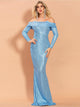 Missord Foldover Off Shoulder Sequin Bodycon Formal Dress
