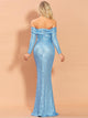 Missord Foldover Off Shoulder Sequin Bodycon Formal Dress
