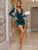 Glamaker Deep V Neck Drawstring Ruched Glitter Bodycon Dress