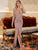 Glamaker Plunging Neck Ruched Wrap Front Split Mermaid Dress