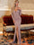 Glamaker Plunging Neck Ruched Wrap Front Split Mermaid Dress
