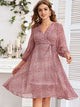 Ditsy Floral Tie Front Chiffon A-line Dress