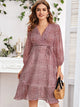 Ditsy Floral Tie Front Chiffon A-line Dress