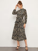 Belted Floral Print Keyhole Back dress