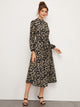 Belted Floral Print Keyhole Back dress