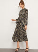 Belted Floral Print Keyhole Back dress