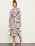 Scarf Print Belted Wrap Dress