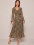Knot Cuff Self Tie Chiffon Dress