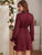 Flounce Sleeve Drawstring Waist Button Dress