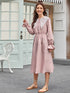 Contrast Guipure Lace Chelsea Collar Bell Sleeve Dress