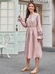 Contrast Guipure Lace Chelsea Collar Bell Sleeve Dress