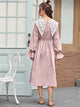 Contrast Guipure Lace Chelsea Collar Bell Sleeve Dress