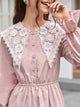 Contrast Guipure Lace Chelsea Collar Bell Sleeve Dress