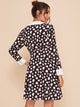 Contrast Collar All Over Print Shirt Dress