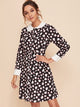 Contrast Collar All Over Print Shirt Dress
