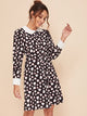 Contrast Collar All Over Print Shirt Dress