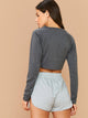 Two Tone Long Sleeve Top With Shortie PJ Set