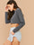 Two Tone Long Sleeve Top With Shortie PJ Set