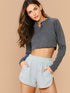 Two Tone Long Sleeve Top With Shortie PJ Set