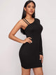 Asymmetrical Neck Solid Bodycon Dress