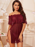 Contrast Lace Flounce Mesh Dress