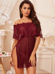 Contrast Lace Flounce Mesh Dress