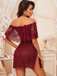 Contrast Lace Flounce Mesh Dress