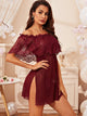 Contrast Lace Flounce Mesh Dress