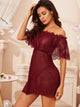 Contrast Lace Flounce Mesh Dress
