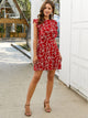 Ruffle Trim Plants Print A-line Dress
