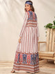 Pearls Button Front Tribal Print Dress Without Bag