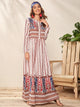 Pearls Button Front Tribal Print Dress Without Bag
