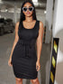 Solid Lace Up Sleeveless Bodycon Dress