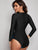 Colorblock Zipper Front Long Sleeve One Piece Swimwear
