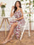 Ruffle Floral Cami Top With Split Thigh Skirt