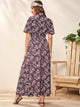 Tie Neck Puff Sleeve Ditsy Floral Print Dress